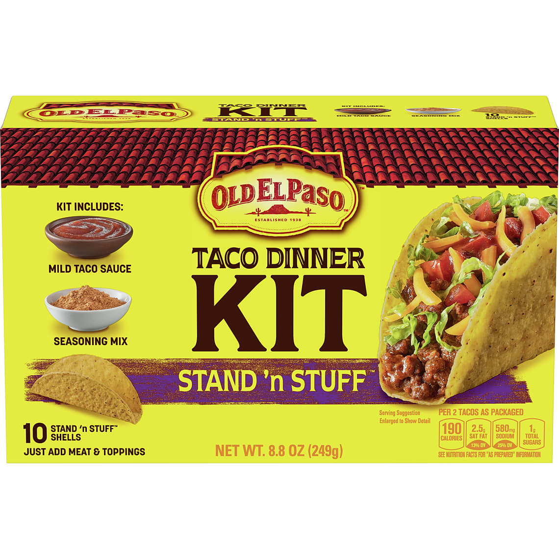 Old El Paso Taco Dinner Kit Stand n Stuff 8 oz Box